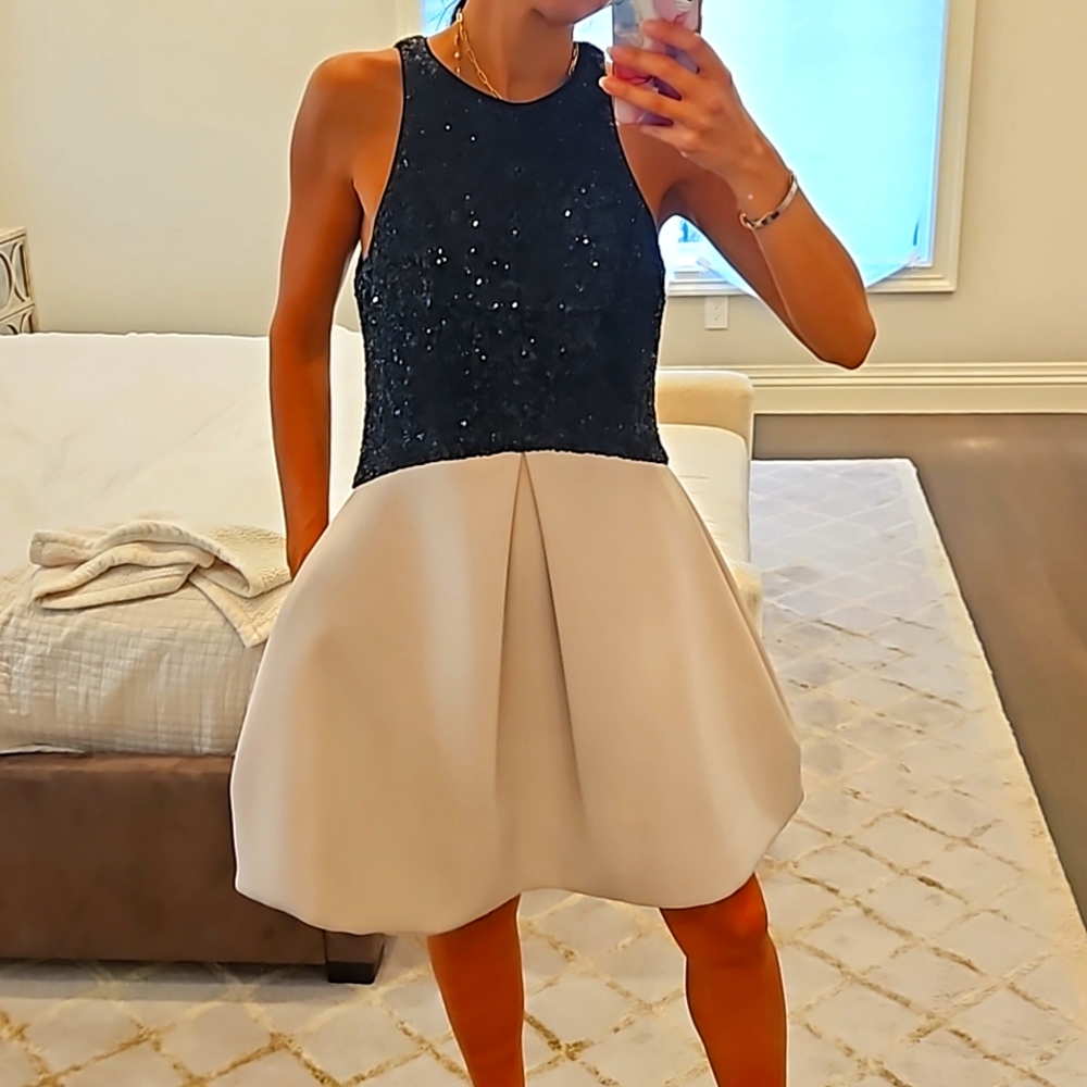 NWT HALSTON HERITAGE SEQUIN TWO TONE BUBBLE COCKTAIL DRESS GOWN SZ 6 $495 - Picture 5 of 6